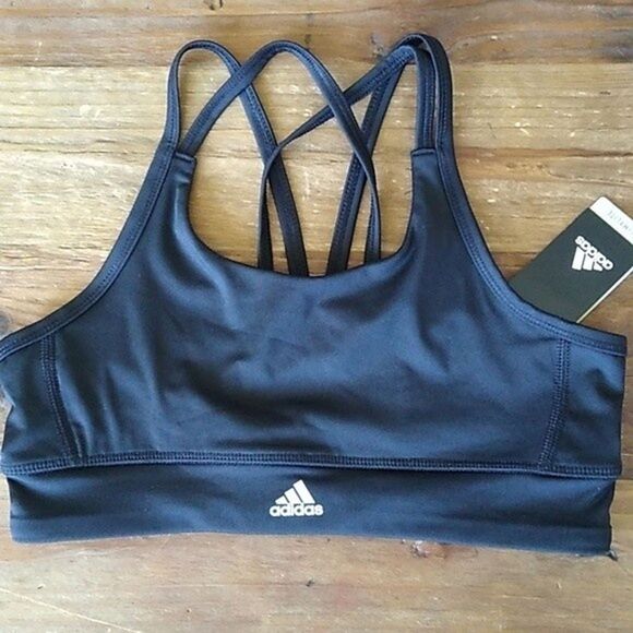 Adidas All Me Strappy Back Climalite Athleisure Running Tank Bra NWT Sz L Girls - Picture 1 of 3